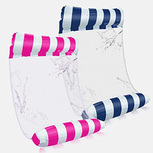 Inflatable Pool Float adults 2 Pack 4-in-1 Inflatable Water Hammock Swimming Pool Floating Chair Relax in the Swimming Pool, Beach, Bathroom,and Water Lounge Summer Holiday(Pink+Blue)