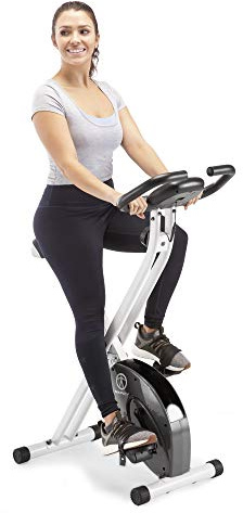 Marcy Foldable Exercise Bike with Adjustable Resistance for Cardio Workout and Strength Training NS-652