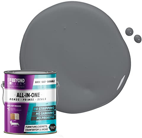 Beyond Paint Furniture, Cabinets and More All-in-one Refinishing Paint Gallon, No Stripping, Sanding or Priming Needed, Pewter