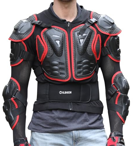 WILDKEN Chaqueta de Protección para Motocross Motos Ropa Protectora de Cuerpo Armadura Completo Profesional de Motocicleta Deportiva para Hombres Columna Vertebral Hombro Mujer Pecho (Rojo, XXXL)