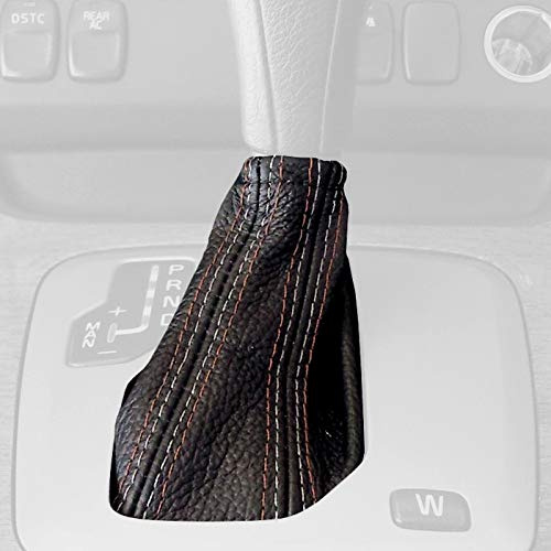 RedlineGoods Schaltsack Manschette kompatibel mit Volvo XC90 2003-13. Maßgeschneidert - Nicht universell. Echtes Top Qualitat Italienisches Alcantara. Schwarz mit Silberem Faden