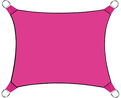 Perel Voile d'ombrage, Toile ombrage, Toile extérieure terrasse, imperméable, Protection Contre UV, 4 Anneaux en O en Acier Inoxydable, 4 x 3 m, 160 g/m², Polyester, rectangulaire, Fuchsia