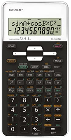 Sharp EL-531 TH-WH Wissenschaftlicher Schulrechner (2-zeilige Anzeige, D.A.L.-Eingabe, Batterie) Weiß