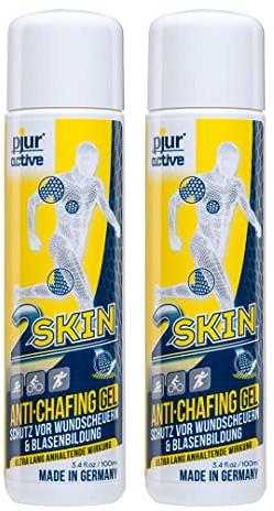 pjuractive 2SKIN - Anti-Chafing-Gel - Bli kvitt plåster för blåsor & skavsår för gott - osynligt & vattenfast hudskydd - 100ml (Paket med 2)