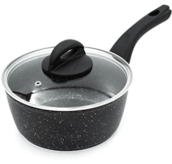 Blackmoor 65740 Cacerola Classic 18cm con Tapa de Vidrio Templado/Revestimiento Antiadherente/Mango Cool Touch/Apto para Placas de Inducción, Gas y Eléctricas/Color Negro