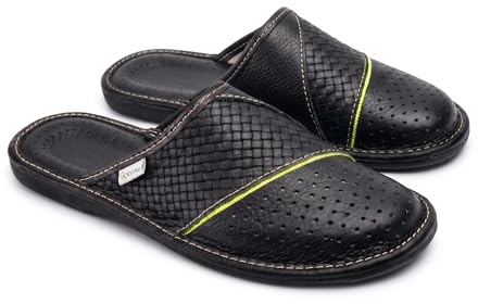 ESTRO Zapatillas De Casa De Hombre Pantuflas Casa Hombre Piel Genuina M66