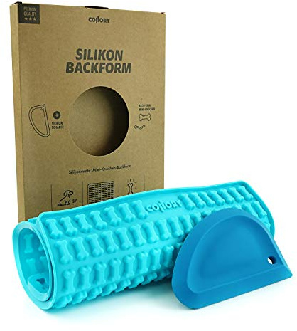 Collory Mini Silikon Knochen Backform und Teigschaber Set, Backmatte für Hundekekse und Leckerlis DIY, Pralinenform, Silikonform, Antihaftend und Lebensmittelecht (BPA-Frei)