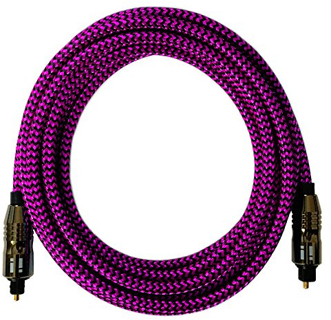 i! - 5m Premium Nylon Toslink Kabel - Optisches Digital Audiokabel LWL HiFi - pink