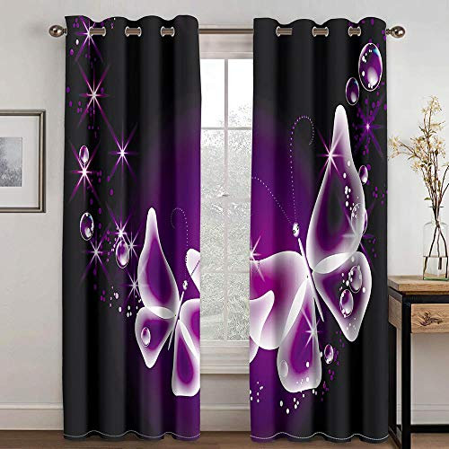zpangg Verdunkelungsvorhang Kräuselband Schmetterling Mit Ösen Gardine Für Schlafzimmer, Kinderzimmer 2 Stück Verdunkelungsvorhänge Farbige Vorhänge 220×215Cm