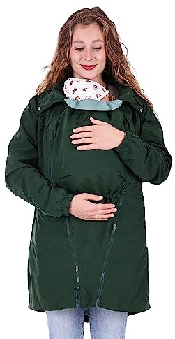Viva la Mama - 4in1 Trageparka Tragejacke für Rückentragen Umstandsjacke - LIVIO - waldgrün - M