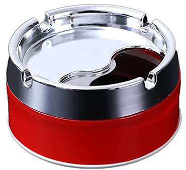 Aschenbecher mit Drehbarem Deckel,Moderne Edelstahl Runde Windaschenbecher Zigarettenaschenbecher Tischaschenbecher Tragbarer Rauchloser Sturmaschenbecher Asche Halter für Garten Draußen Auto,Rot