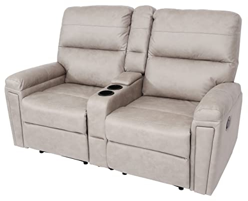 Mendler 2er Kinosessel HWC-K17, Relaxsessel Fernsehsessel Sofa, Nosagfederung Getränkehalter Fach - Stoff/Textil hellgrau