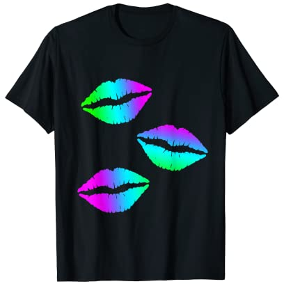 Funky Bright Neon Colours 80er Jahre Lippenstift Vintage T-Shirt T-Shirt