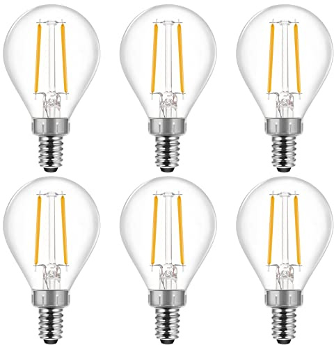 Energetic E12 Dimmable LED G16.5 Light Bulb 60 Watt 500 Lumens Candelabra Bulb for Chandeliers, Ceiling Fan, Vanity, Warm White 2700K Vintage Globe Light Bulb 6Pack