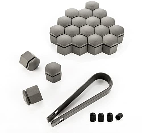 LST 20x Radschraube Abdeckkappen Sechskant Felgen Kappen Set 19 mm Matt grau