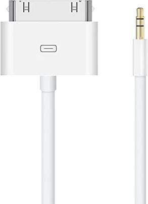 3.5mm AUX Input to 30-Pin Male Dock Connector Cable Adapter for Phone Pod Pad 7.87inch (White)