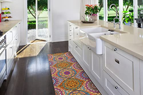 INTRECCI Passatoia Casa Tappeto Per Cucina Multiuso Fondo Antiscivolo; Runner Pavimento Corridoio Lavabile Facile Manutenzione Made in Italy (52 x 250 cm, Daiki Arancione)