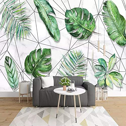 3D Lignes Géométriques Abstraites De La Feuille De Bananier De La Forêt Tropicale Papier Peint Impression Murale Sticker Déco Murale Murales Intérieures Murale Amovi 400 (largeur) x 280 (hauteur) cm