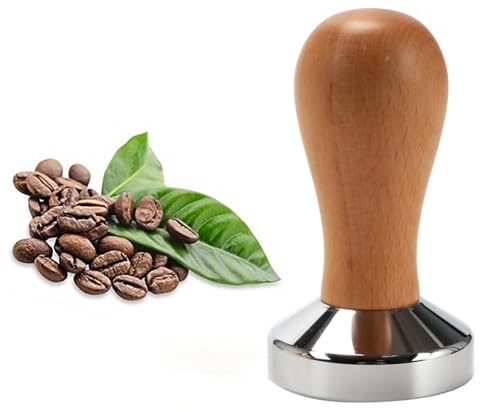 IIF 53mm Coffee Tamper Espresso Press Flat Base Coffee Tamper, Wood Handle Barista Tamper for Coffee Grounds Barista Espresso Machines Accessory (53mm)
