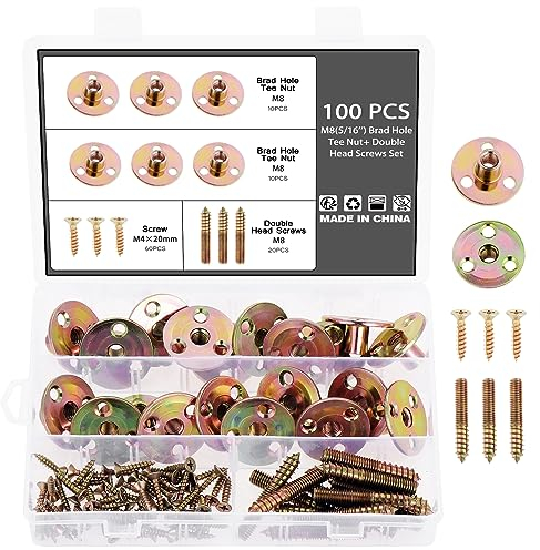 Knpwer Écrou T Bride Rond - 100 Pièces - Plaque 3 Trous Montage Pieds Meubles