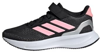 adidas Unisex Runfalcon 5 skor barn icke-fotboll halvskor, Core Black Pink Silver Metallic, 34 EU