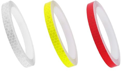 3 Pcs Ruban D'avertissement Réfléchissant, Sécurité Réfléchissant Avertissement éclairage Autocollant Ruban Adhésif Rouleau Bande pour véhicules Voitures Remorques Vélos Casques (3 couleurs)