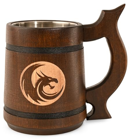 TESLYAR 0.6 Tazas Vikingas | el Dragón | Jarra cerveza vikinga | Cerveza regalo | Regalos Hombre Navidad | Regalos cerveza | Jarra de Cerveza | Productos Vikingos | Vikingos Accesorios