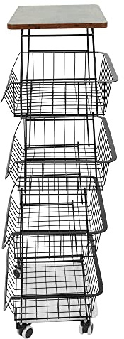 HUOLE Cesta de Frutas de 5 Niveles, Estante para Verduras, encimera, frutero, Estante de Metal, Accesorios de Cocina, Cesta de Almacenamiento, Soporte para frutas-40 * 30 * 94cm (Negro)