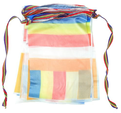 FONDOTIN 1 Saite Buddhistische Flagge Tibetische Ruhige Gebetsfahnen Bunte Nepalesische Gebetsfahnen Buddhistische Meditationsflagge Tibetisches Gebetsbanner Draussen Frieden Seidentuch