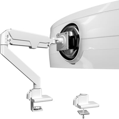 Slitstark enkel monitorarm – passar de flesta 17-49 tum platta och böjda skärmar gasfjädermonitor montering med lutning/svängbar funktion viktkapacitet 2~20 kg, VESA 75 x 75/100 x 100 cm, vit | Viktkapacitet 2~20 kg, gasfjäder/full rörelse/kabelhantering, VESA 75 x 75/100 x 100 mm, vit