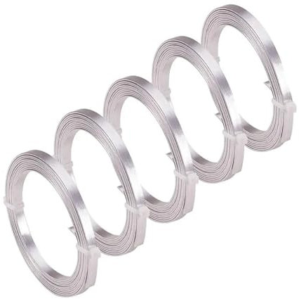 Aluminiumdraht 5 Rollen 3 mm 5 mm flacher Aluminiumdraht Schmuckzubehör for die Schmuckherstellung DIY Halskette Armband Ohrringe ca. 2 m/Rolle Aludraht (Color : Silver Color, Size : 3mm)