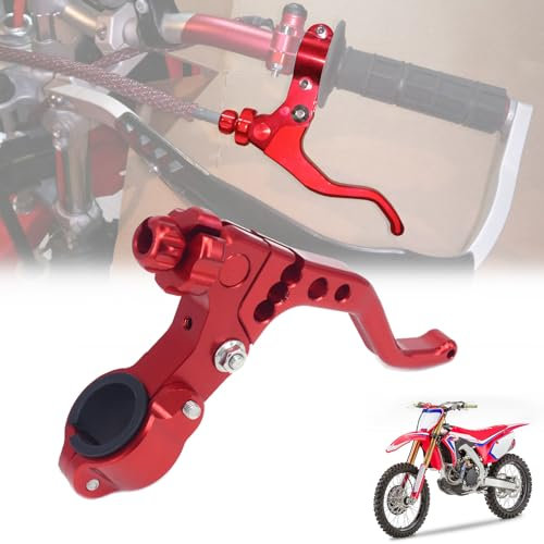 IUVWISN Dirt Bike Stunt Levier d'embrayage Universel Levier d'embrayage Court 22 mm Guidon 7/8 3 Vitesses réglables (Rouge)