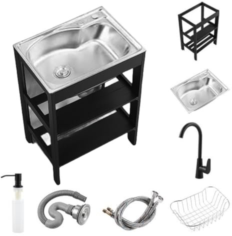 Stainless Steel Sink,Kitchen Sink Unit,Outdoor Sink,Commercial Sink,Utility Sinks,Stainless Steel Sink Units,Free Standing Sink,Outdoor Garden Sink,Portable Sink,Utility Sinks 58*43cm/22.8*16.9in