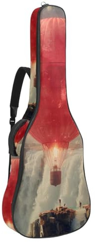 Wasserdichte Tasche für Akustikgitarre, 40/41/42 Zoll, Taschen, Schutzfutter, rotes Heißluftballon-Muster, mehrfarbig, 42.9x16.9x4.7 in, Gitarrentasche