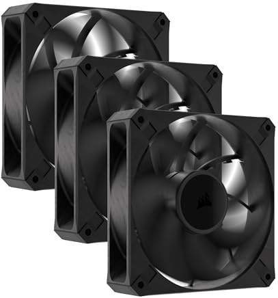 CORSAIR RS120 MAX 120 mm Extra Tjock PWM-Fläktar – Högt Statiskt Tryck – Struktur För Flytande Kristallpolymerer – Trepack – Svart
