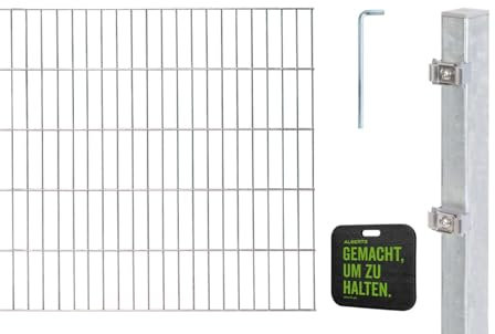 Alberts 691400 Doppelstabmattenzaun Zaun-Komplettset mit Kniekissen | verschiedene Längen und Höhen | feuerverzinkt | Höhe 80 cm | Länge 10 m