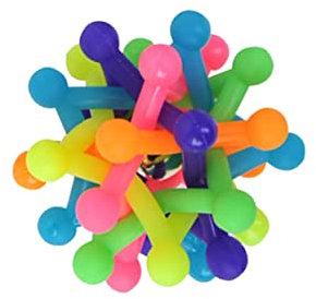 BESPORTBLE 2stücke Kleine Hunde Kauspielzeug Aus Langlebigem Gummi Mit Glocke Bunte Hohle Regenbogen-bälle Für Welpenzahnpflege Beißfestes Spielzeug Zur Zahnreinigung Und Beschäftigung Im Hau