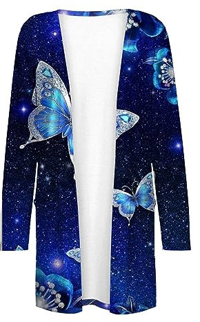Dinglong Giacche estive Donna Cardigan a Maniche Lunghe da Donna Cardigan Aperto sul Davanti Aperto con Tasche Cardigan Leggero Spolverino Casual Esterno da Donna Giacche estive Donna