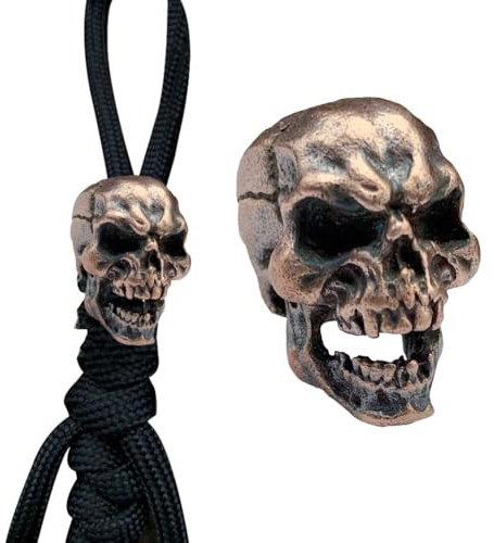 Zghhc 2 Stück Paracord-perlen, Totenkopf-abstandsperlen, Charms Für -Lanyard, Reißverschluss-anhänger, Schlüsselanhänger-anhänger, DIY-schmuckherstellung