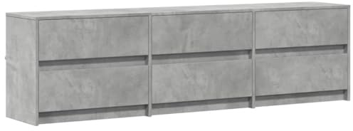 vidaXL Meuble TV avec LED Gris béton 180x34x50 cm Bois d'ingénierie, Support TV, Meuble télé, Meuble multimédia, Banc TV, Meuble HiFi