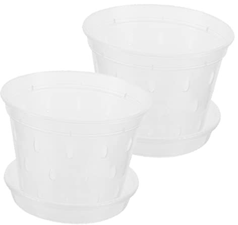 MERRYHAPY 2juegos Macetas De Plástico para Orquídeas Jardinera Transparente Drenaje para