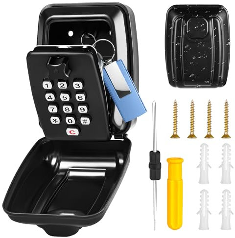 Schlüsseltresor mit Zahlencode, 12 Stellig Schlüsselsafe Aussen, Wasserdicht, Rostfrei und Ultrastabile, Große Schlüsselbox Zur Wandmontage, Ideal für Zuhause, Büro, Schule und Garage