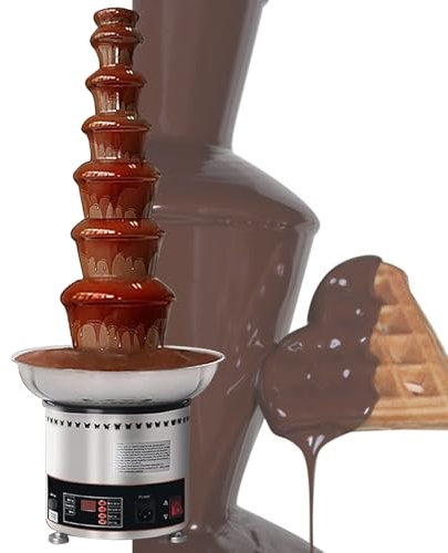 Fontaine à Fondue Au Chocolat Commerciale, Fontaine à Fondue Au Chocolat En Acier Inoxydable, Fontaine à Chocolat éLectrique, TempéRature De DéBogage 0~150°C, Avec ContrôLe NuméRique,7tiers
