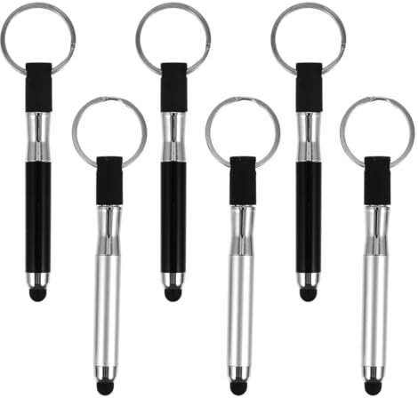 RAXLUPO Lot de 6 mini stylets universels 3 en 1 pour écran tactile, porte-clés, tablette, téléphone portable, compatible avec tous les smartphones, tablettes