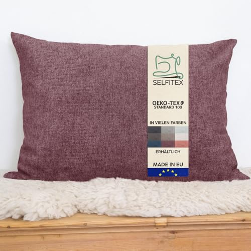 Selfitex Modisches Couchkissen XXL 60x80 cm, Sofakissen mit Füllung und Bezug, kuschelweiches Lesekissen, dekoratives Fernsehkissen, Deko- und Kopfkissen, Rückenkissen (Weinlila)