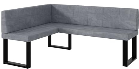 MEBLINI Eckbank für Esszimmer - Küchenbank - Essecke - Sitzecke Küche - Peter - U-Beine 128x168x87cm Links - Grau Samt