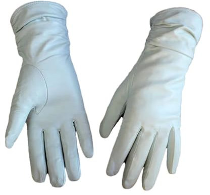 Damen-Handschuhe aus echtem Leder, Schaffell-Handschuhe, elastischer Stil, Fleecefutter, Outdoor, Winter, Wärme, Fleecefutter, 34