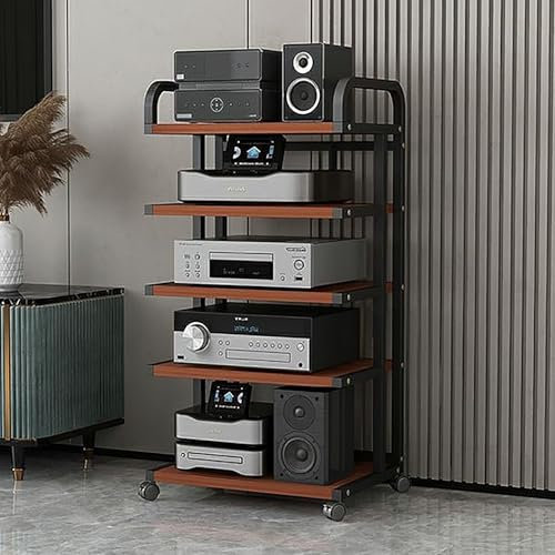 Stereo-Ständer, modern, mit Rollen, Audio-Video-Medienständer, AV-Medienständer, Audio-Rack-Tower für Plattenspieler, Stereo-Schrank, Audio-Rack-Tower für Wohnzimmer, Gaming-Aufnahmeraum, Wa
