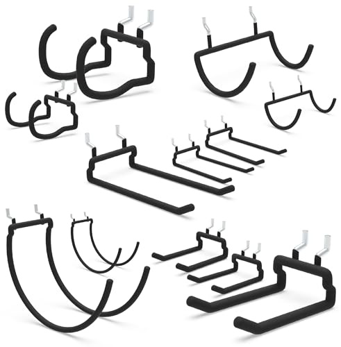 BFPeaky Heavy Duty Pegboard Hooks 12PC - Black Peg Board Hooks for Hanging Tools, Drill Holder, Only Fits 1/4 Peg Board, Ideal for garages, workshops, Craft Rooms, Retail Stores