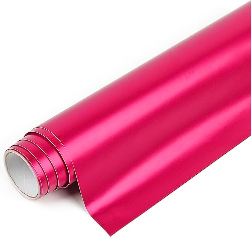 IModeur Matte Metallic Rose Red Permanent Vinyl Roll - 30.5 x 214 cm Red Vinyl for Cricut, Self Adhesive Vinyl for Cup, Windows, Birthday Gifts, Party Ornaments, Home Decor